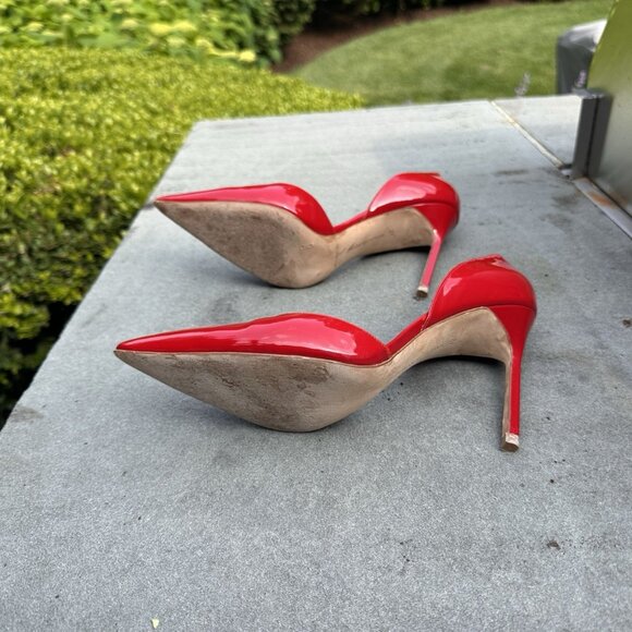 MANOLO BLAHNIK PATENT LEATHER RED D'ORSAY PUMP - Picture 4 of 5